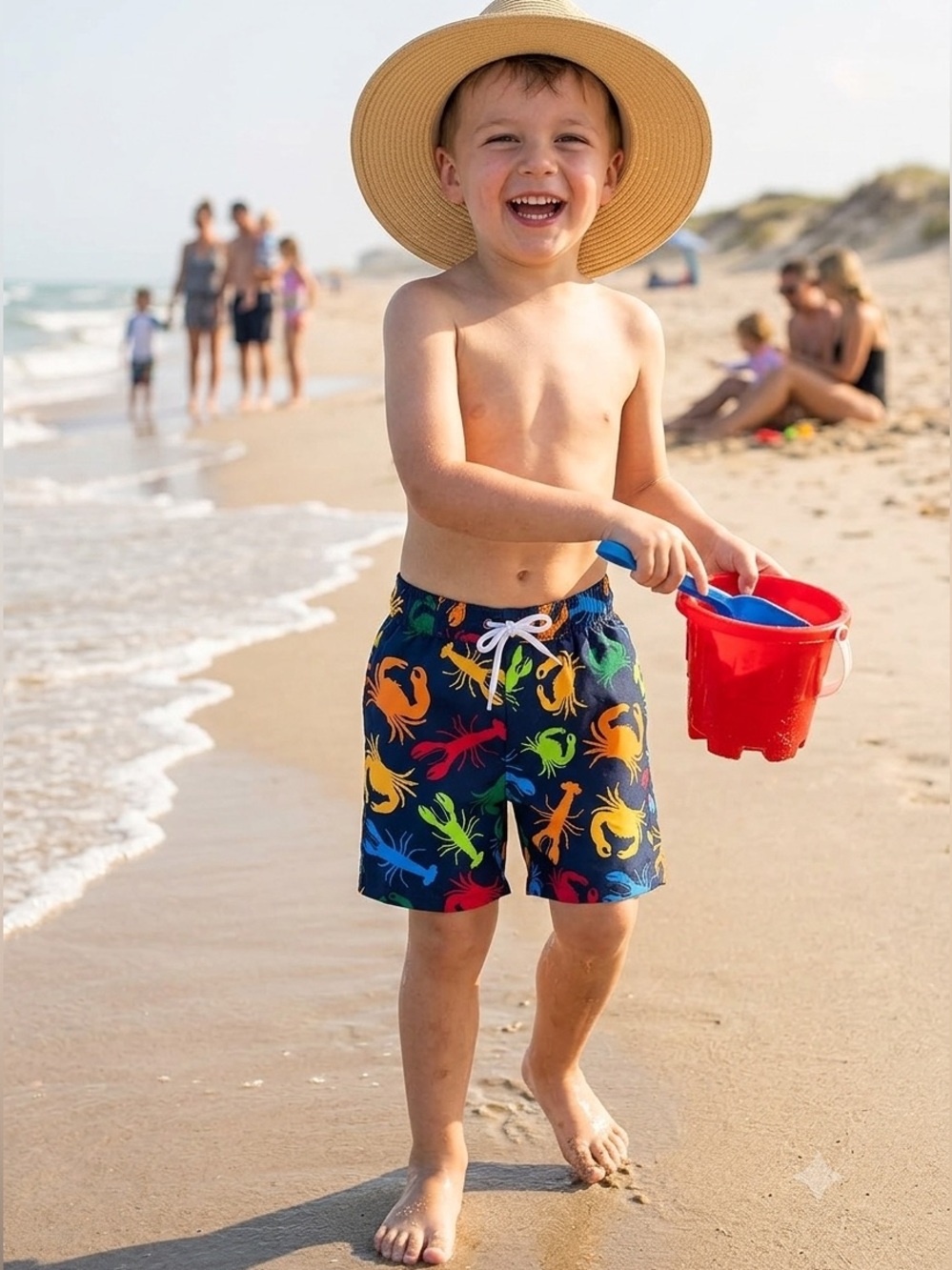 Flapdoodles Boys Crabs and Lobsters Print Swim Trunks NWT (O)